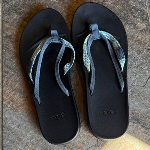 Teva Women's Black Sandals with Blue-Green Accent Straps